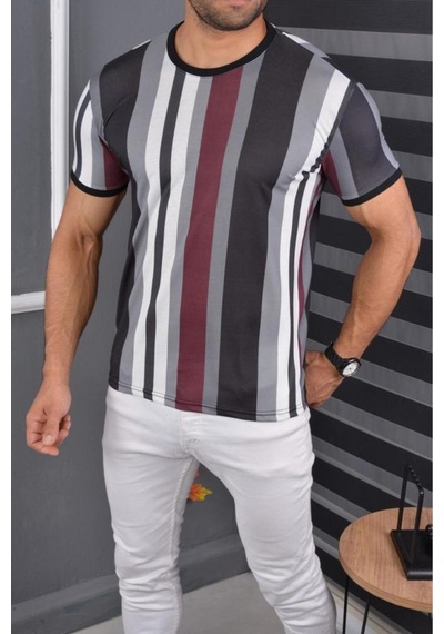 Mcz Giyim Bisiklet Yaka Slim-fit Erkek T-shirt Bordo
