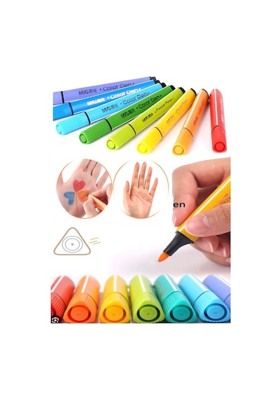 Jumbo Keçeli Kalem 12 Renk 1 Paket Fixpoint 12 Li Jumbo Keçeli Kalem Canlı Renkler Yıkanabilir Kaliteli Okul Öğrenci