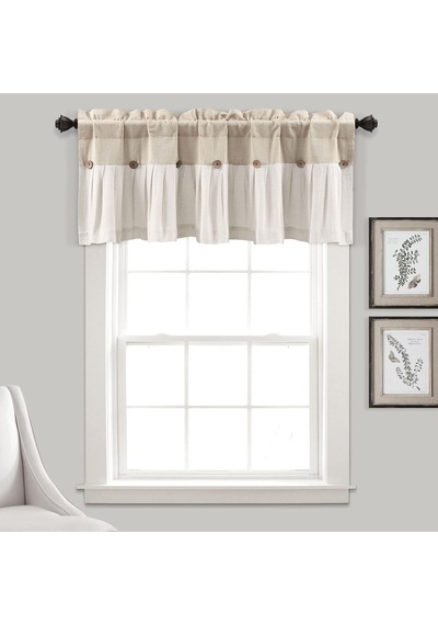 Lexroo Keten Düğmeli Pencere Perdesi Saçaklı, 45,72 Cm U X 132,08 Cm G Çok Renkli