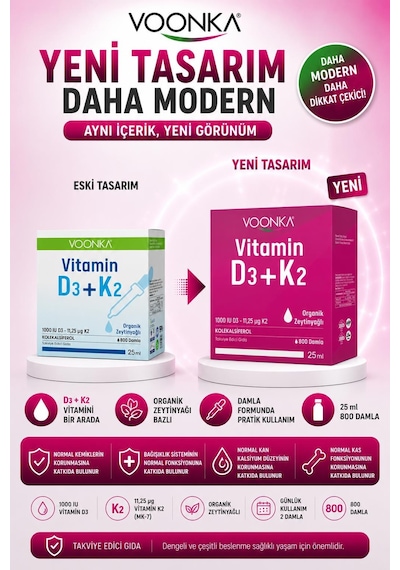 Voonka Vitamin D3+k2 Damla 25 Ml 2 Adet