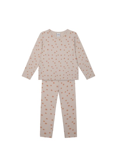 Antebies Kır Çiçekleri Uzun Kollu Pijama Takımı Krem