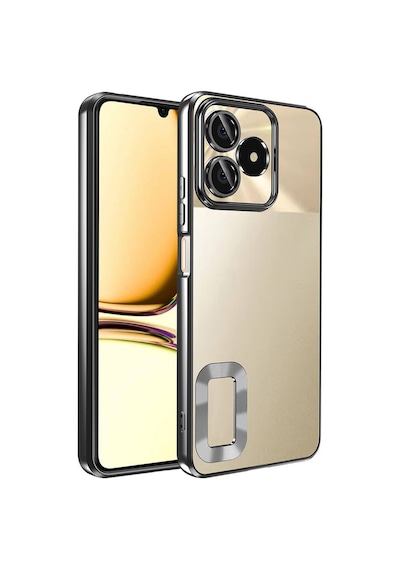 Realme Note 50 Kılıf Kamera Korumalı Logo Gösteren Zore Omega Kapak Siyah