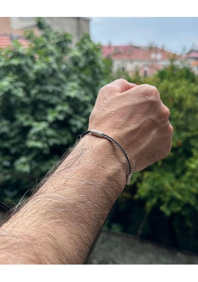 Kazzaze Gümüş Kazaziye Zincir Örgü Detaylı Bileklik