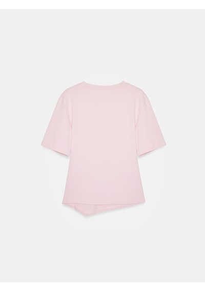 Dilvin 32445 Aksesuar Detaylı Basic T-shirt-toz Pembe