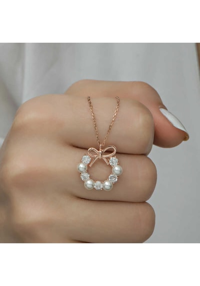 Casera's Gümüş Rose İnci Kurdele Kadın Kolye Csr2184110 Gümüş