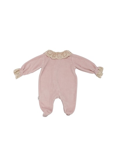 Bebegen Kız Bebek Lila Dantelli Yakalı Kadife Çıtçıtlı Tulum Çok Renkli