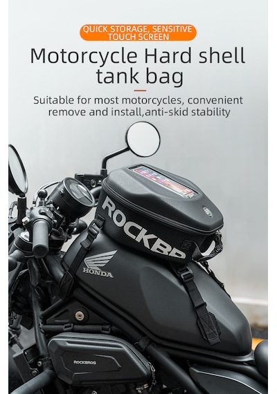 Rockbros 7l Sert Kabuk Hard Shell Bölmeli Motosiklet Tank & Kuyruk Çantası Alüminyum - Siyah