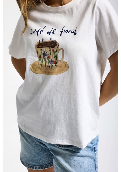 Kadın Beyaz W5 Oversize Özel Baskılı Tasarım T-shirt