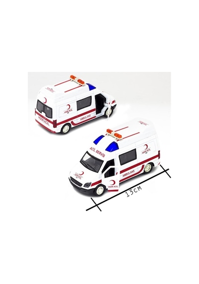 Işıklı Sesli Metal Ambulans Çek Bırak Özellikli 1 32