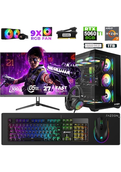 Xaser Star X510 R7-7800X3D 32 GB 1 TB M.2 NVMe SSD 8 GB RTX5060Ti 27" Free Dos Dizüstü Bilgisayar