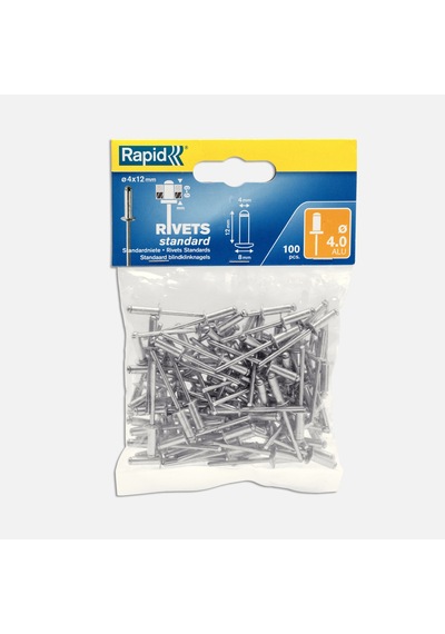 Rapid Perçin 4x12 Mm Alu Poşet 100 Adet 4'li Avantaj Paketi Mıchu