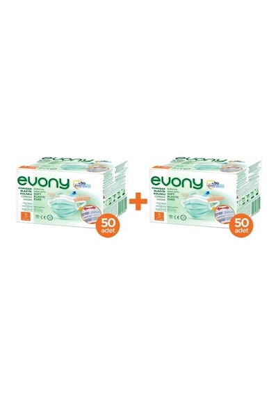 Evony 3 Katlı Cerrahi Maske Yumuşak Elastik Kulaklı 100 Adet