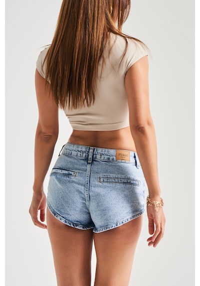 it's basic Kadın Ice Kot Rengi 11s5-3 Süper Mini Boy %100 Koton Denim Mini Şort Kot Rengi İce