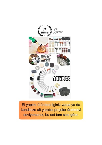 Premium 105 Parça Hobi Gravür Taşlama Ucu Mini Metal Ahşap Oyma Seti Parlatma Zımparalama Fırçalama