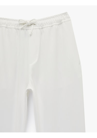 Koton Regular Fit Cepli Beli Bağcıklı Kumaş Pantolon Ekru 6sam40014hw Ekru