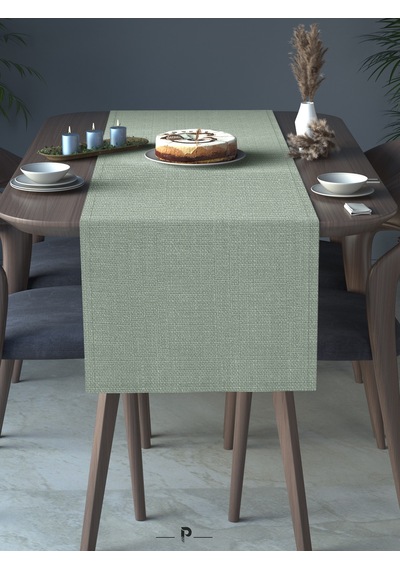 Br Perle Perle Home Keten Dokulu Runner Yeşil Renk Dekoratif Şık Runner Örtü