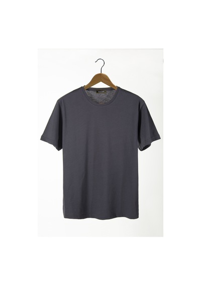 Unisex Gri Bisiklet Yaka Basic Oversize T-shirt Gri