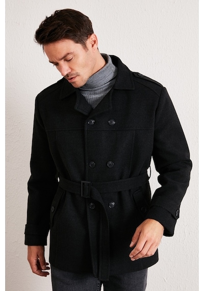 Buratti Slim Fit Cepli Pamuklu Kaşe Erkek Kaban 5841015 Füme