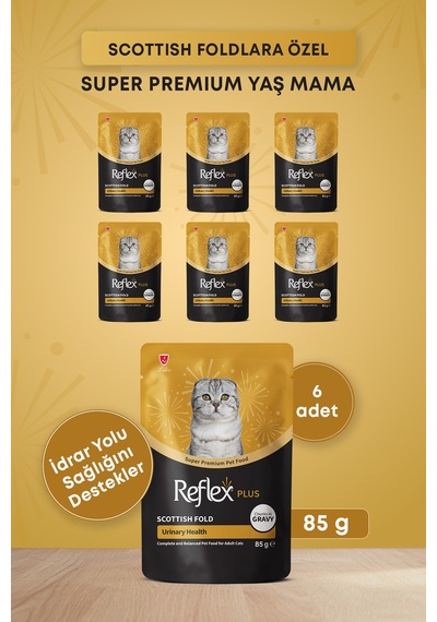 Reflex Plus Scottish Fold Yetişkin Kedi Pouch Mama 85gr X 6 Adet