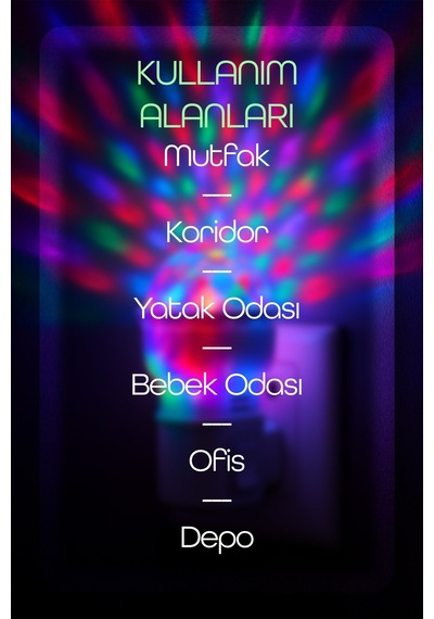 Rgb Hareketli Işık Gece Lambası Dome Tip On/off Tuşlu Koridor Uyuma Işığı Renkli Işık Beyaz Es621 Beyaz