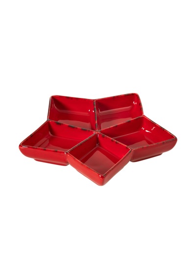Mudo Home Star Bölmeli Sunum Tabağı 27cm Kırmızı