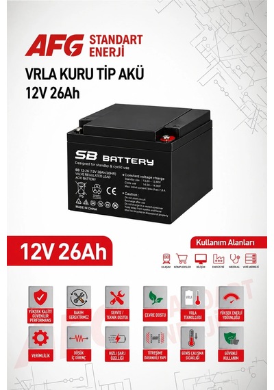 Sb Battery 12v 26ah Bakımsız Kuru Akü
