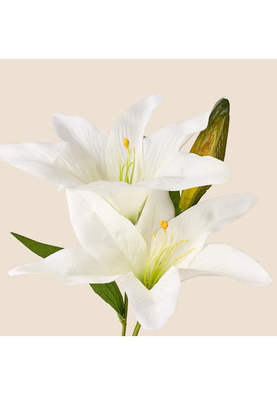 Deco Zambak Yapay Dal Çiçek - Beyaz - 61 Cm Çok Renkli