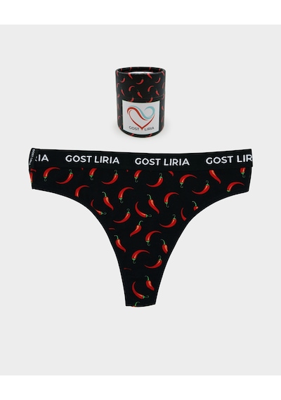 Gost Liria Pepper Desenli Kadın String Külot Siyah
