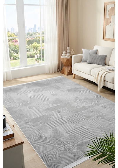 Mariesse Home Agra Serisi Akrilik Dokuma Salon Mutfak Yolluk Makine Halısı 888 Gri