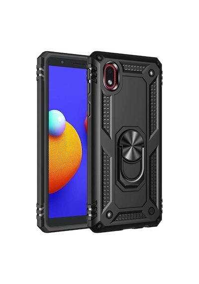 Galaxy A01 Core Kılıf Zore Vega Yüzüklü Standlı Zırh Kılıf
