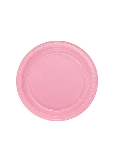 Roll-up Kullan At Renkli Pembe Parti Davet Plastik Tabak - 22 Cm. - 25 Adetlik 5 Paket