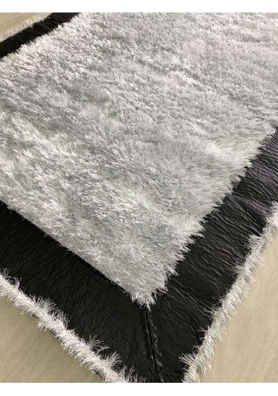 Saray Halı Simli Deri 125X180 Gri Siyah Beyaz Derili Simli Halı !