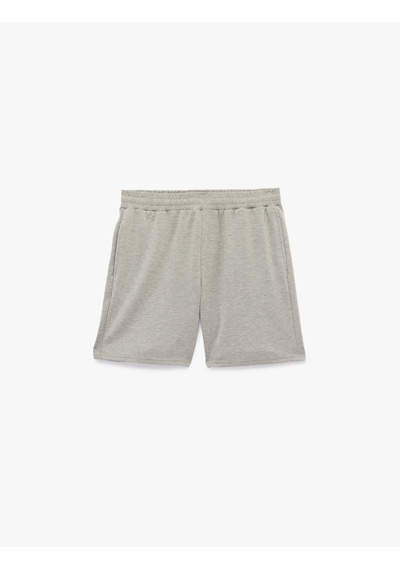 Koton Modal Karışımlı Cepli Beli Lastikli Spor Şort Gri Melanj 6sam40092nk