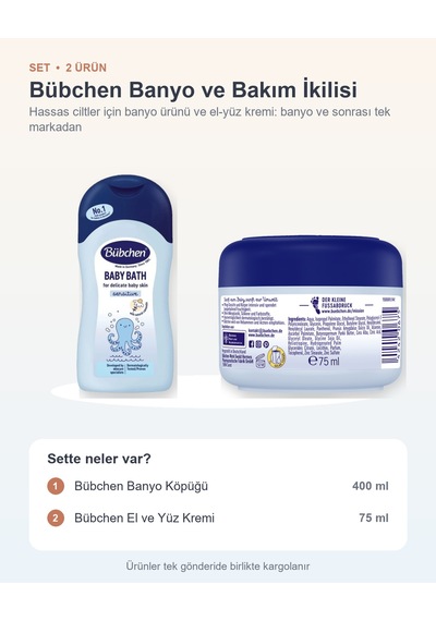 Bübchen Banyo Ve Bakım İkilisi 2 Parça: Banyo Köpüğü + El Ve Yüz Kremi