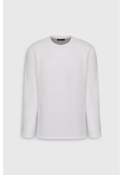 AC&Co / Altınyıldız Classics  Erkek Ekru Pamuklu Slim Fit Dar Kesim Bisiklet Yaka Jakarlı Esnek Tişört Ekru