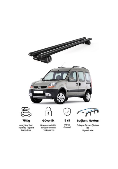 Pençe Renault Kangoo 1997-2007 Uyumlu Siyah Ara Atkı 109cm Port Bagaj Tavan Barı