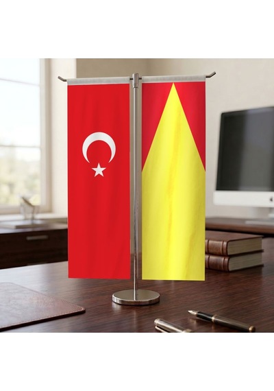 Babür İmparatorluğu Ve Türk Bayrağı Kırlangıç T Tipi Masa Bayrak Takımı Diğer