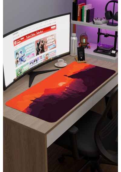 Dijital Dağ V2 90x40 Xxl Gaming Kauçuk Kaymaz Taban Mouse Pad Fare Altlığı