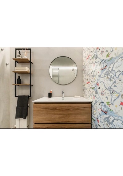 Lara Banyo Düzenleyici Ve Rafı Siyah Metal, Meşe Raf Siyah
