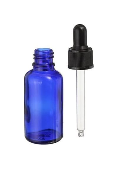 Mavi Cam Şişe 50 Ml Siyah Damlalıklı Kapak