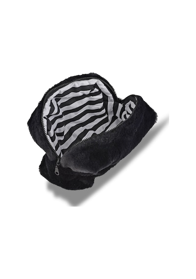 Siyah Peluş Organizer Makyaj Çantası-450