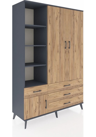 Hyperion Dolap 5 Raflı 4 Çekmeceli Tek Askılı 132x44x195 Antrasit-çam/çam Atlas Çam/atlas Çam Hyperion Dolap 5 Raflı 4 Çekmeceli Tek Askılı 132x44x195 Antrasit-çam/çam Atlas Çam/atlas Çam