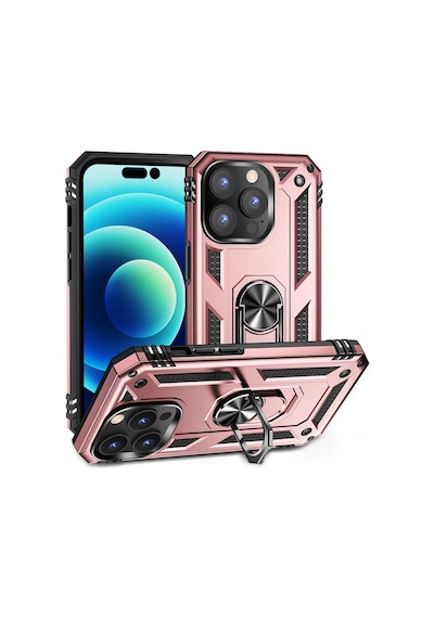 Apple iPhone Uyumlu 14 Pro Max Kılıf Kamera Koruyucu Manyetik Standlı Tank Koruma Pazarplus Kırmızı