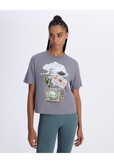 Kappa Authentic Alessi Kadın Antrasit Comfort Tişört