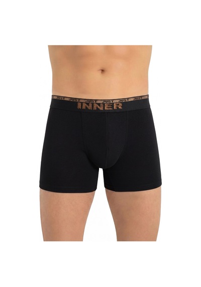 Just Inner Erkek Pamuklu Boxer Kabartma Bel Lastikli İç Giyim Konforu 135001 Siyah