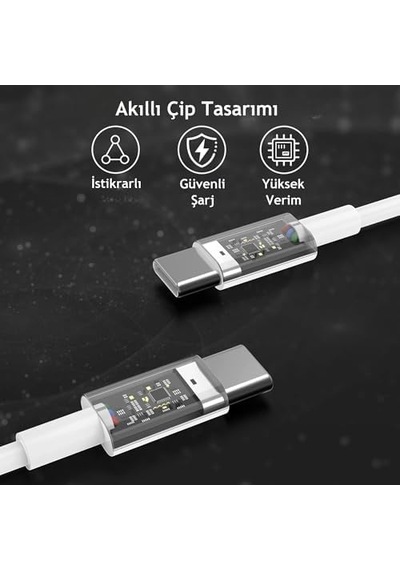 Type C-c Hızlı Şarj Kablosu, 60watt Pd, 1metre, Tpe Dış Yüzey, İphone 15/16 Ve Android İçin 1ad X 1metre Açık Gri