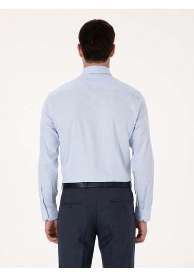 Cacharel Açık Mavi Slim Fit %100 Pamuk Klasik Yaka Oxford Gömlek Denım