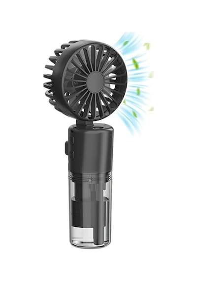 Mini Fan Şarjlı El Fanı Siyah Boyuna Asmalı Usb Type-c Şarjlı 4 Kademeli Taşınabilir Vantilatör Serinletici Fan