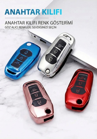 Ford Mondeo Kuga Focus Fiesta Puma Ranger B Max C Max S Max Parlak Tpu Anahtar Kılıfı Mavi