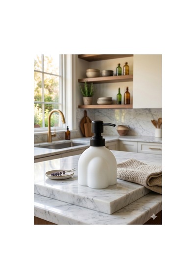 Modern Kabartmalı Cam Sıvı Sabunluk, Mat Minimal Dekoratif Tasarım, 250 Ml, 14 X 9 X 5,5 Cm Beyaz